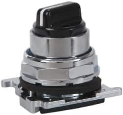 Eaton Cutler-Hammer - 30-1/2mm Mount Hole, 4 Position, Knob Operated, Selector Switch with Cam and Cap - Black, Maintained (MA) - USA Tool & Supply