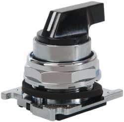Eaton Cutler-Hammer - 30-1/2mm Mount Hole, 3 Position, Lever Operated, Selector Switch with Cam and Cap - Black, Maintained (MA) - USA Tool & Supply