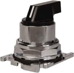 Eaton Cutler-Hammer - 30-1/2mm Mount Hole, 3 Position, Lever Operated, Selector Switch with Cam and Cap - Black, Maintained (MA) - Momentary (MO) - USA Tool & Supply