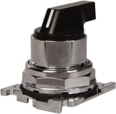 Eaton Cutler-Hammer - 30-1/2mm Mount Hole, 3 Position, Lever Operated, Selector Switch with Cam and Cap - Black, Maintained (MA) - Momentary (MO) - USA Tool & Supply