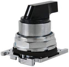 Eaton Cutler-Hammer - 30-1/2mm Mount Hole, 3 Position, Lever Operated, Selector Switch with Cam and Cap - Black, Maintained (MA) - Momentary (MO) - USA Tool & Supply