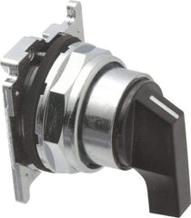 Eaton Cutler-Hammer - 30-1/2mm Mount Hole, 3 Position, Lever Operated, Selector Switch with Cam and Cap - Black, Maintained (MA) - Momentary (MO) - USA Tool & Supply
