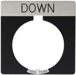 Eaton Cutler-Hammer - Square, Legend Plate - Down - Black Background, 30-1/2mm Hole Diameter - USA Tool & Supply
