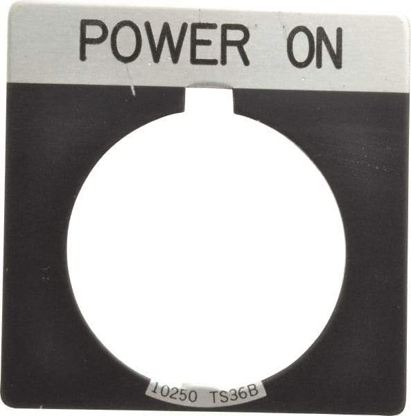 Eaton Cutler-Hammer - Square, Legend Plate - Power On - Black Background, 30-1/2mm Hole Diameter - USA Tool & Supply
