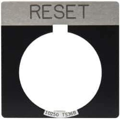 Eaton Cutler-Hammer - Square, Legend Plate - Reset - Black Background, 30-1/2mm Hole Diameter - USA Tool & Supply
