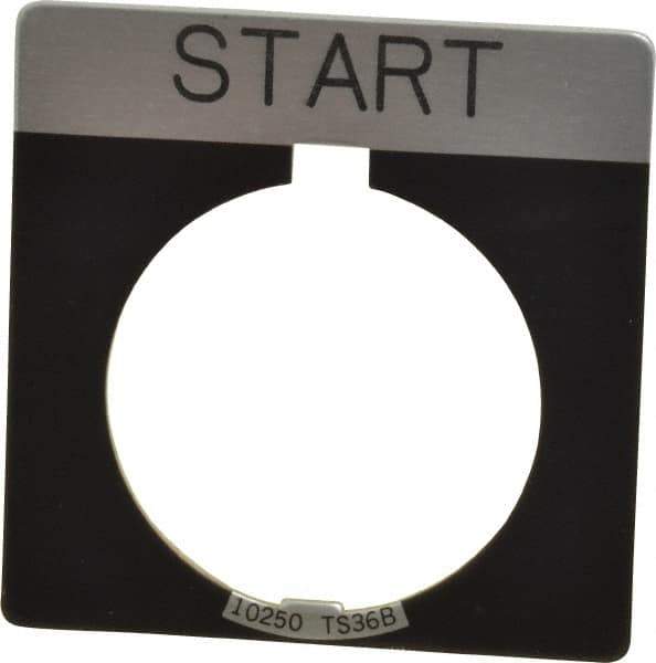 Eaton Cutler-Hammer - Square, Legend Plate - Start - Black Background, 30-1/2mm Hole Diameter - USA Tool & Supply
