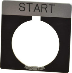 Eaton Cutler-Hammer - Square, Legend Plate - Start - Black Background, 30-1/2mm Hole Diameter - USA Tool & Supply