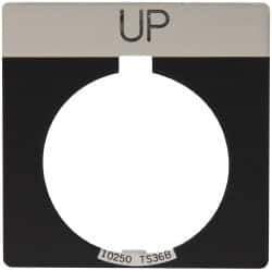 Eaton Cutler-Hammer - Square, Legend Plate - Up - Black Background, 30-1/2mm Hole Diameter - USA Tool & Supply