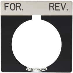 Eaton Cutler-Hammer - Square, Legend Plate - For-Rev - Black Background, 30-1/2mm Hole Diameter - USA Tool & Supply