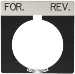 Eaton Cutler-Hammer - Square, Legend Plate - For-Rev - Black Background, 30-1/2mm Hole Diameter - USA Tool & Supply
