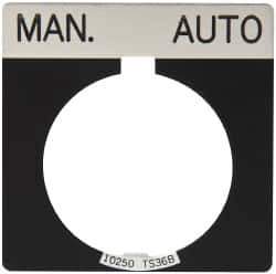 Eaton Cutler-Hammer - Square, Legend Plate - Manual-Auto - Black Background, 30-1/2mm Hole Diameter - USA Tool & Supply