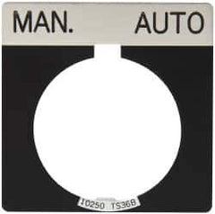 Eaton Cutler-Hammer - Square, Legend Plate - Manual-Auto - Black Background, 30-1/2mm Hole Diameter - USA Tool & Supply