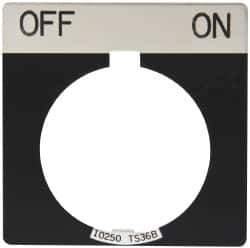 Eaton Cutler-Hammer - Square, Legend Plate - Off-On - Black Background, 30-1/2mm Hole Diameter - USA Tool & Supply