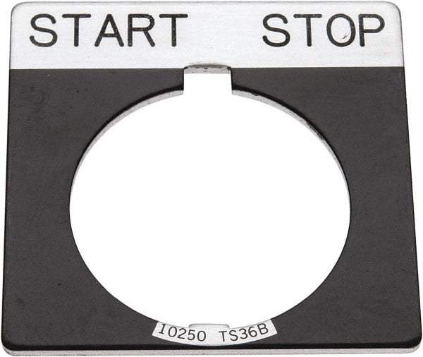 Eaton Cutler-Hammer - Square, Legend Plate - Start-Stop - Black Background, 30-1/2mm Hole Diameter - USA Tool & Supply