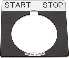 Eaton Cutler-Hammer - Square, Legend Plate - Start-Stop - Black Background, 30-1/2mm Hole Diameter - USA Tool & Supply