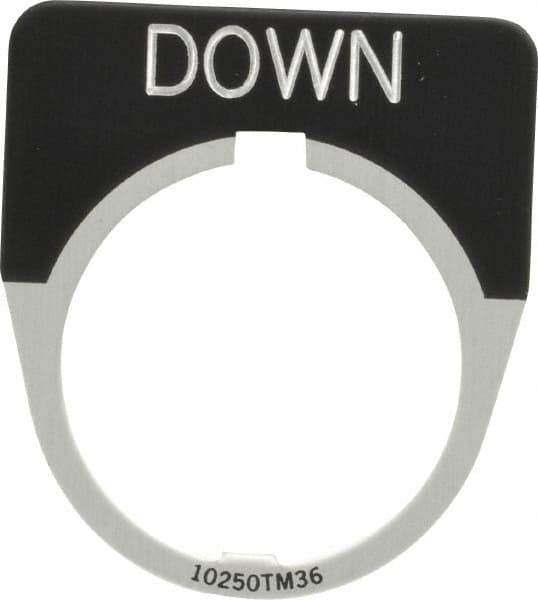 Eaton Cutler-Hammer - Half Round, Legend Plate - Down - Black Background, 30-1/2mm Hole Diameter - USA Tool & Supply