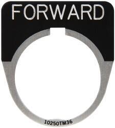 Eaton Cutler-Hammer - Half Round, Legend Plate - Forward - Black Background, 30-1/2mm Hole Diameter - USA Tool & Supply