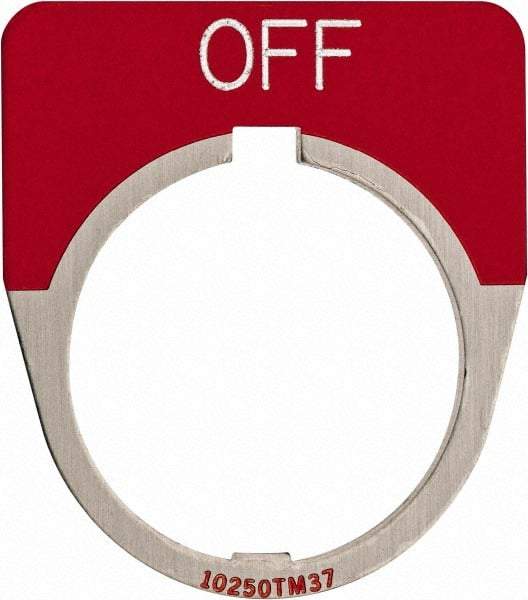 Eaton Cutler-Hammer - Half Round, Legend Plate - Off - Red Background, 30-1/2mm Hole Diameter - USA Tool & Supply