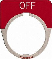 Eaton Cutler-Hammer - Half Round, Legend Plate - Off - Red Background, 30-1/2mm Hole Diameter - USA Tool & Supply