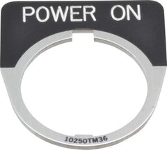 Eaton Cutler-Hammer - Half Round, Legend Plate - Power On - Black Background, 30-1/2mm Hole Diameter - USA Tool & Supply