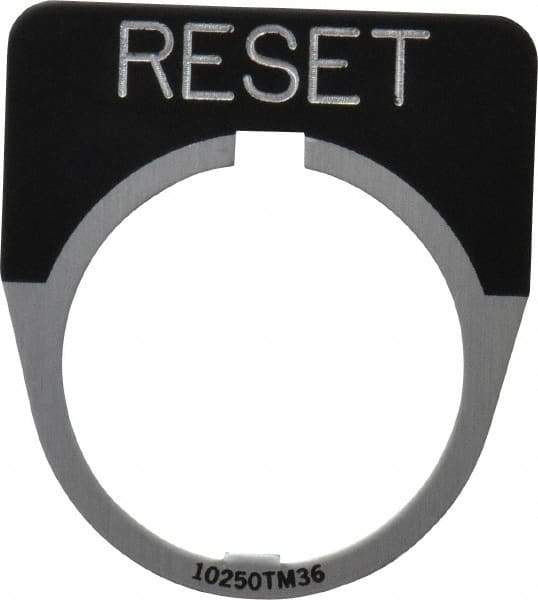 Eaton Cutler-Hammer - Half Round, Legend Plate - Reset - Black Background, 30-1/2mm Hole Diameter - USA Tool & Supply