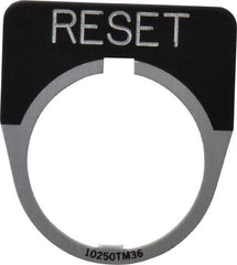 Eaton Cutler-Hammer - Half Round, Legend Plate - Reset - Black Background, 30-1/2mm Hole Diameter - USA Tool & Supply