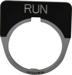 Eaton Cutler-Hammer - Half Round, Legend Plate - Run - Black Background, 30-1/2mm Hole Diameter - USA Tool & Supply