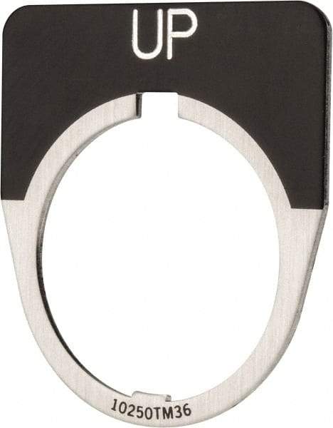 Eaton Cutler-Hammer - Half Round, Legend Plate - Up - Black Background, 30-1/2mm Hole Diameter - USA Tool & Supply