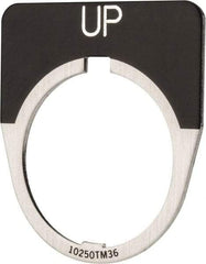 Eaton Cutler-Hammer - Half Round, Legend Plate - Up - Black Background, 30-1/2mm Hole Diameter - USA Tool & Supply
