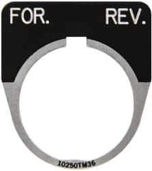 Eaton Cutler-Hammer - Half Round, Legend Plate - For-Rev - Black Background, 30-1/2mm Hole Diameter - USA Tool & Supply