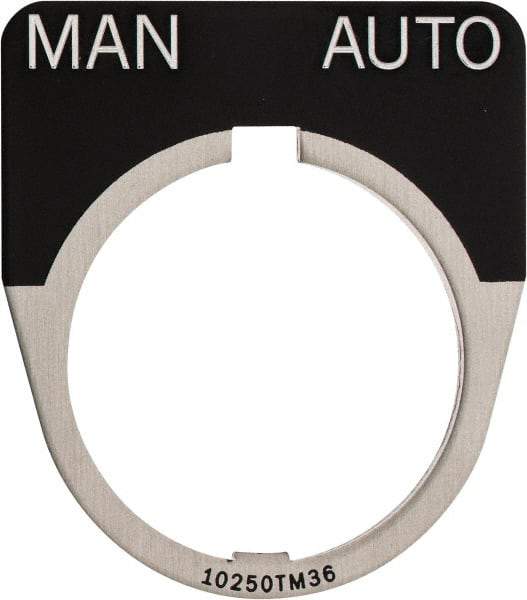 Eaton Cutler-Hammer - Half Round, Legend Plate - Manual-Auto - Black Background, 30-1/2mm Hole Diameter - USA Tool & Supply