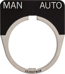 Eaton Cutler-Hammer - Half Round, Legend Plate - Manual-Auto - Black Background, 30-1/2mm Hole Diameter - USA Tool & Supply