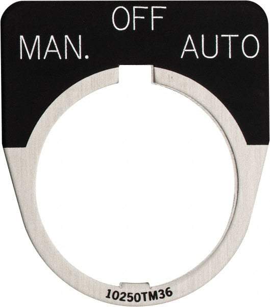 Eaton Cutler-Hammer - Half Round, Legend Plate - Manual-Off-Auto - Black Background, 30-1/2mm Hole Diameter - USA Tool & Supply