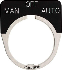 Eaton Cutler-Hammer - Half Round, Legend Plate - Manual-Off-Auto - Black Background, 30-1/2mm Hole Diameter - USA Tool & Supply
