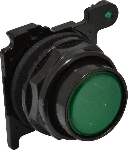 Eaton Cutler-Hammer - Flush Pushbutton Switch Operator - Green, Round Button, Nonilluminated - USA Tool & Supply