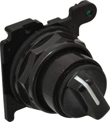 Eaton Cutler-Hammer - 30-1/2mm Mount Hole, 2 Position, Knob Operated, Selector Switch Only - Black, Maintained (MA), Corrosion Resistant, Oil and Watertight - USA Tool & Supply