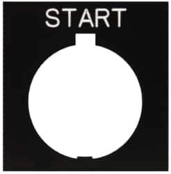 Eaton Cutler-Hammer - Square, Legend Plate - Start - Black Background, 30-1/2mm Hole Diameter, 1.77 Inch Square - USA Tool & Supply