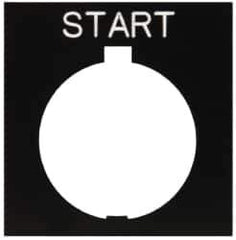 Eaton Cutler-Hammer - Square, Legend Plate - Start - Black Background, 30-1/2mm Hole Diameter, 1.77 Inch Square - USA Tool & Supply