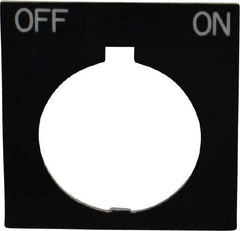 Eaton Cutler-Hammer - Square, Legend Plate - Off-On - Black Background, 30-1/2mm Hole Diameter, 1.77 Inch Square - USA Tool & Supply