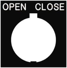 Eaton Cutler-Hammer - Square, Legend Plate - Open-Close - Black Background, 30-1/2mm Hole Diameter, 1.77 Inch Square - USA Tool & Supply
