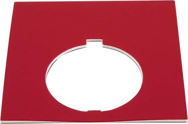 Eaton Cutler-Hammer - Square, Plastic Legend Plate - Blank - Black and Red Background, White Letters, 30-1/2mm Hole Diameter, 2.19 Inch Square - USA Tool & Supply