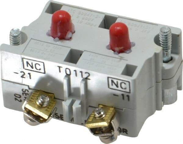 Eaton Cutler-Hammer - 2NC, 0.5 Amp, Electrical Switch Contact Block - 120 VAC/VDC, Pressure Terminal, 30-1/2mm Hole, For Use with E34 Operators, Standard 10250T - USA Tool & Supply