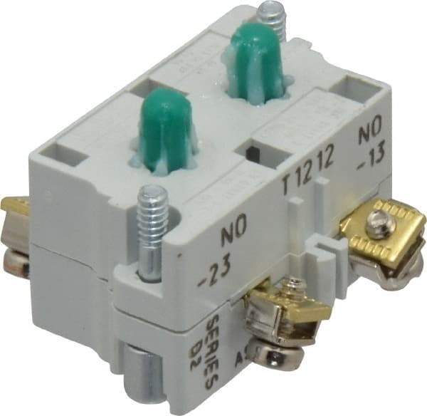 Eaton Cutler-Hammer - 2NO, 0.5 Amp, Electrical Switch Contact Block - 120 VAC/VDC, Pressure Terminal, 30-1/2mm Hole, For Use with E34 Operators, Standard 10250T - USA Tool & Supply