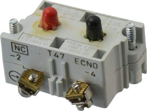 Eaton Cutler-Hammer - NO/NC, 0.5 Amp, Electrical Switch Contact Block - 120 VAC/VDC, Pressure Terminal, 30-1/2mm Hole, For Use with E34 Operators, Standard 10250T - USA Tool & Supply