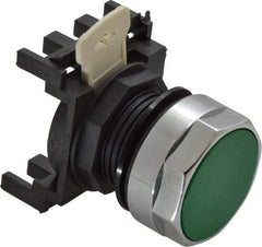 Eaton Cutler-Hammer - 25mm Mount Hole, Flush, Pushbutton Switch Only - Round, Green Pushbutton, Nonilluminated, Momentary (MO) - USA Tool & Supply