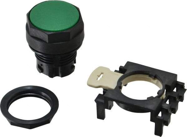Eaton Cutler-Hammer - 25mm Mount Hole, Flush, Pushbutton Switch Only - Round, Green Pushbutton, Nonilluminated, Momentary (MO) - USA Tool & Supply