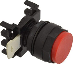 Eaton Cutler-Hammer - 25mm Mount Hole, Extended Straight, Pushbutton Switch Only - Round, Red Pushbutton, Nonilluminated, Momentary (MO) - USA Tool & Supply