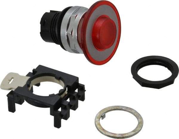 Eaton Cutler-Hammer - Pushbutton Switch Lens - Red, Round Button, Illuminated - USA Tool & Supply