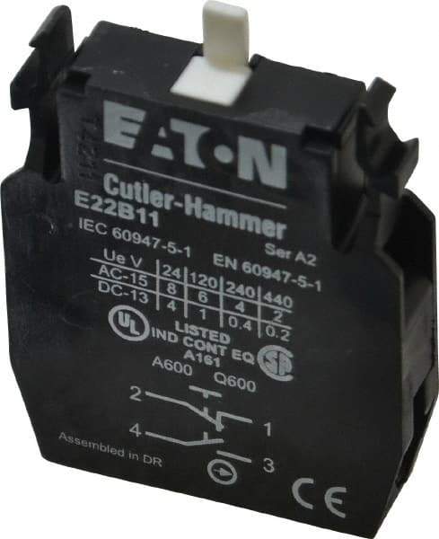 Eaton Cutler-Hammer - NO/NC, Electrical Switch Contact Block - 22-1/2mm Hole, For Use with Indicating Lights, Pushbuttons - USA Tool & Supply