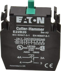 Eaton Cutler-Hammer - 2NO, Electrical Switch Contact Block - 22-1/2mm Hole, For Use with Indicating Lights, Pushbuttons - USA Tool & Supply